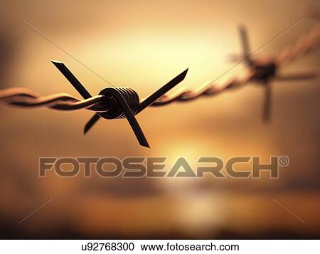 Clipart - Barbed wire, artwork. Fotosearch