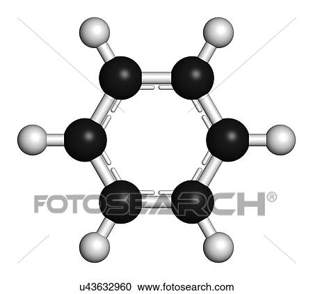 Clipart - Benzene aromatic hydrocarbon molecule. Fotosearch