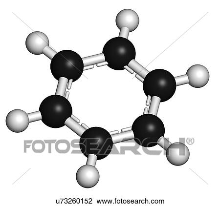 Drawing - Benzene aromatic hydrocarbon molecule. Fotosearch