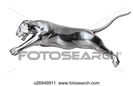 Big cat rendered in metal, artwork View Large Illustration Clip Art - Big cat rendered in metal, artwork. Fotosearch