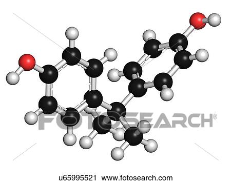 Clip Art - Bisphenol A plastic pollutant molecule. Fotosearch
