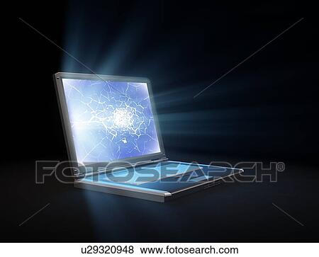 Broken laptop, artwork View Large Illustration Stock Illustration - Broken laptop, artwork. Fotosearch