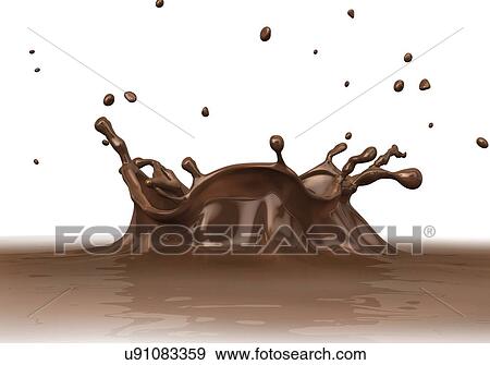 Brown liquid splashing, artwork View Large Illustration Stock Illustration - Brown liquid splashing, artwork. Fotosearch