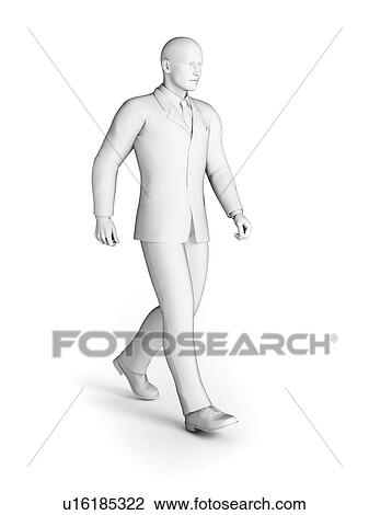Drawing - Businessman walking, illustration. Fotosearch