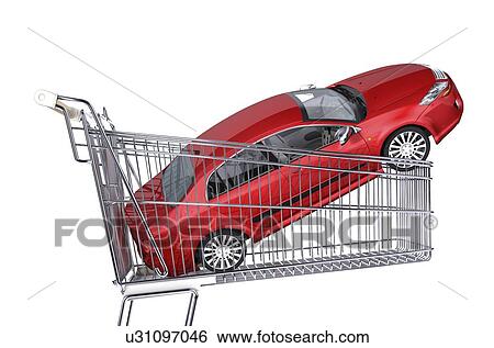 Car inside a shopping trolley, artwork View Large Illustration Stock Illustration - Car inside a shopping trolley, artwork. Fotosearch