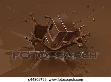 Chocolate splashing into milkshake View Large Illustration Stock Illustration - Chocolate splashing into milkshake. Fotosearch