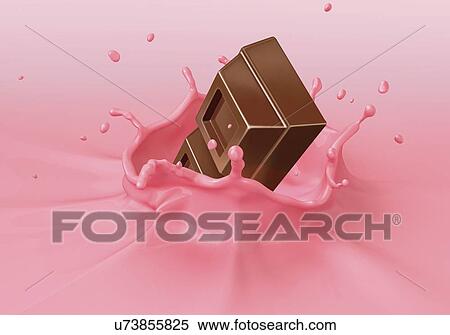 Chocolate splashing into milkshake View Large Illustration Stock Illustration - Chocolate splashing into milkshake. Fotosearch