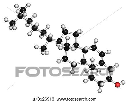 Drawing - Cholesterol molecule. Fotosearch