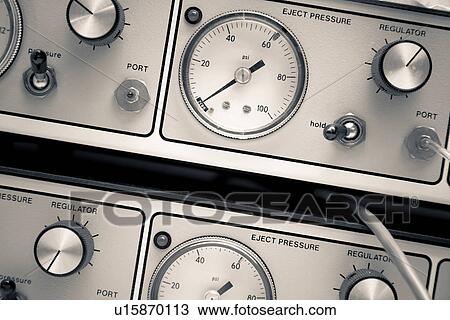 Stock Image - Control panel with dials. Fotosearch