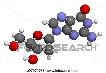 Deoxyguanosine nucleoside molecule View Large Illustration Drawing - Deoxyguanosine nucleoside molecule. Fotosearch