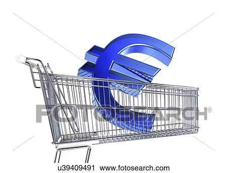 Euro sign inside a supermarket trolley View Large Illustration Clip Art - Euro sign inside a supermarket trolley. Fotosearch