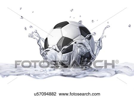 Football splashing into water, artwork View Large Illustration Drawing - Football splashing into water, artwork. Fotosearch