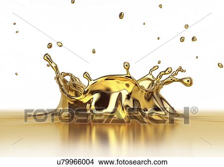 Stock Illustration - Gold liquid splashing, artwork. Fotosearch