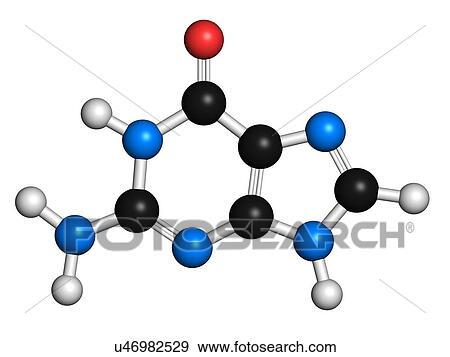 Stock Illustration - Guanine purine nucleobase molecule. Fotosearch