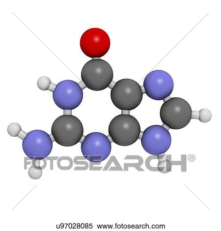 Stock Illustration - Guanine purine nucleobase molecule. Fotosearch