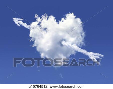 Drawing - Heart shaped cloud against a blue sky. Fotosearch
