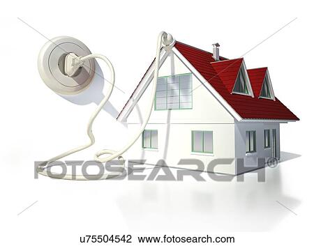 House with an electrical socket, artwork View Large Illustration Drawing - House with an electrical socket, artwork. Fotosearch