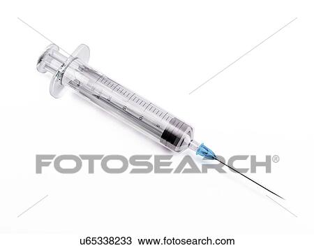 Drawing - Medical syringe, artwork. Fotosearch
