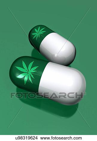 Stock Illustration - Medicinal marijuana, artwork. Fotosearch