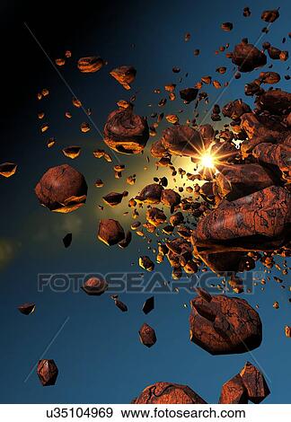 Meteors in space View Large Illustration Stock Illustration - Meteors in space. Fotosearch