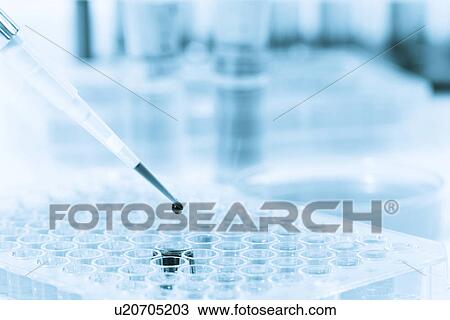 Stock Image - Micro pipette and test tube. Fotosearch