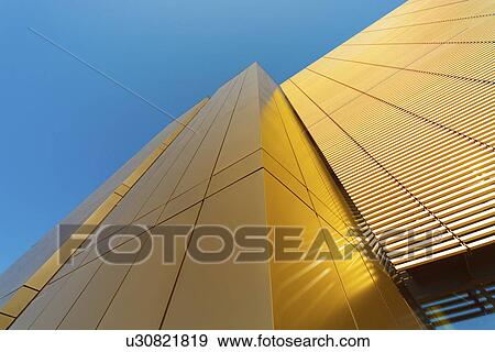 Modern building, low angle view View Large Photo Image Stock Photo - Modern building, low angle view. Fotosearch