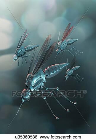 Stock Illustration - Nano drones, artwork. Fotosearch