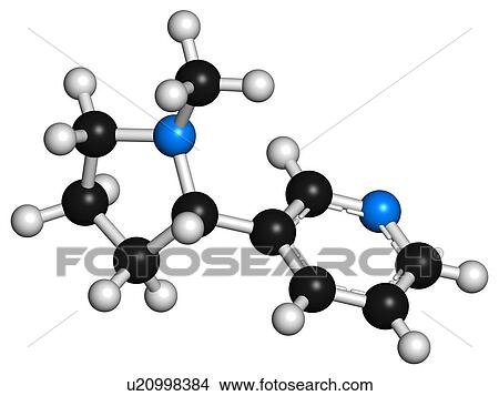 Stock Illustration - Nicotine tobacco stimulant molecule. Fotosearch