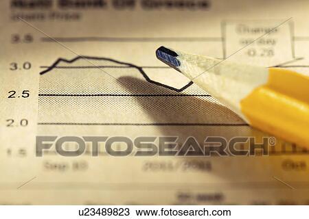 Stock Image - Pencil on graph. Fotosearch
