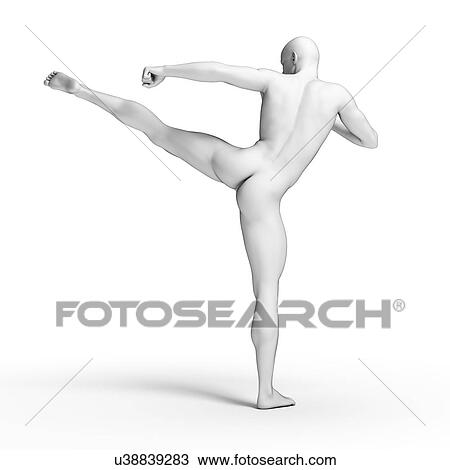 Person kicking, illustration View Large Illustration Drawing - Person kicking, illustration. Fotosearch