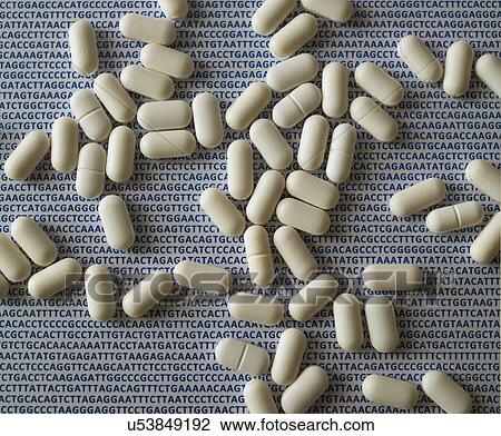 Stock Image - Pills and DNA. Fotosearch