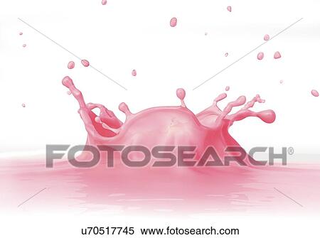Pink liquid splashing, artwork View Large Illustration Stock Illustration - Pink liquid splashing, artwork. Fotosearch