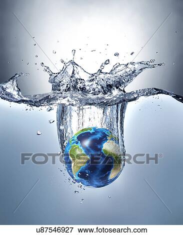 Planet earth splashing into water View Large Illustration Stock Illustration - Planet earth splashing into water. Fotosearch