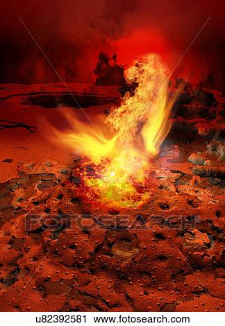 Planet with rocks and flames View Large Illustration Clip Art - Planet with rocks and flames. Fotosearch