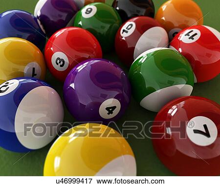 Stock Illustration - Pool balls, artwork. Fotosearch