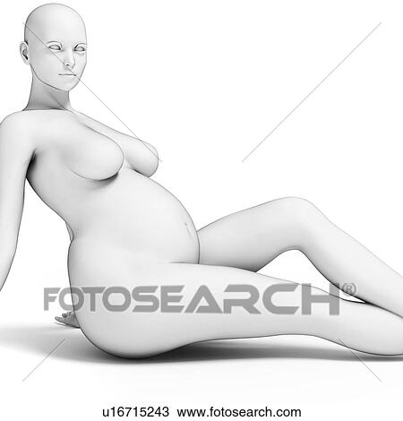 Drawing - Pregnant woman, illustration. Fotosearch