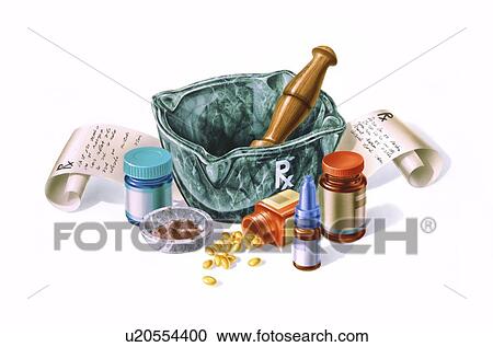 Clipart - Prescription medicine, artwork. Fotosearch