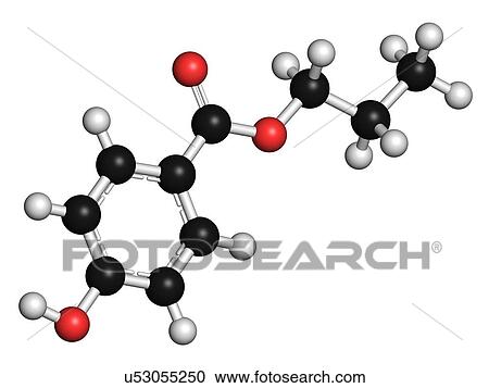 Propyl paraben preservative molecule View Large Illustration Clipart - Propyl paraben preservative molecule. Fotosearch