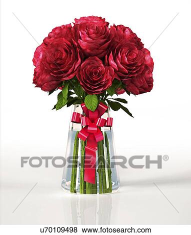 Red roses in a vase, artwork View Large Illustration Stock Illustration - Red roses in a vase, artwork. Fotosearch