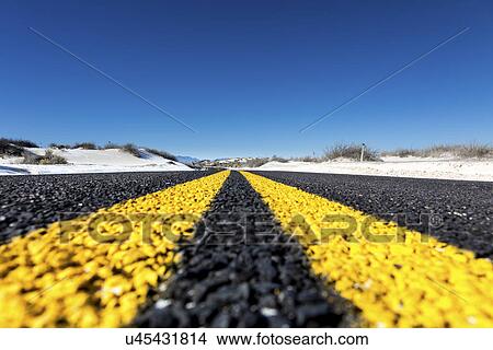 Picture - Road markings on asphalt. Fotosearch