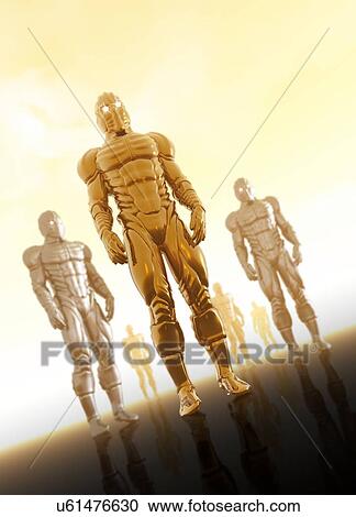 Robotic soldiers, artwork View Large Illustration Clipart - Robotic soldiers, artwork. Fotosearch