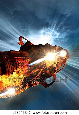 Space craft, artwork View Large Illustration Drawing - Space craft, artwork. Fotosearch