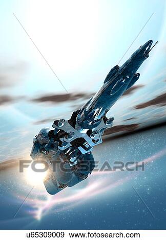 Space craft, artwork View Large Illustration Stock Illustration - Space craft, artwork. Fotosearch