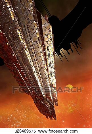 Stock Illustration - Space station, artwork. Fotosearch