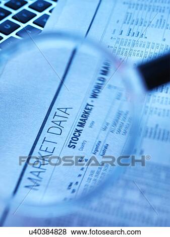 Stock market figures and magnifying glass View Large Illustration Stock Illustration - Stock market figures and magnifying glass. Fotosearch