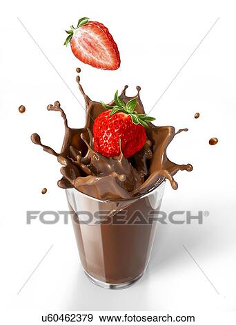 Strawberries splashing into drink View Large Illustration Stock Illustration - Strawberries splashing into drink. Fotosearch