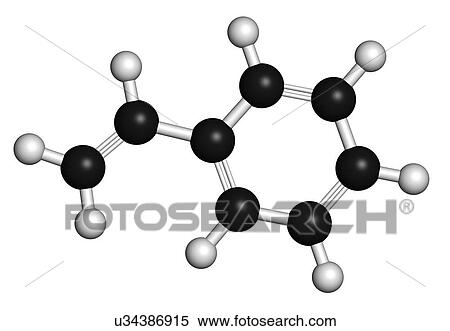 Stock Illustration - Styrene polystyrene molecule. Fotosearch