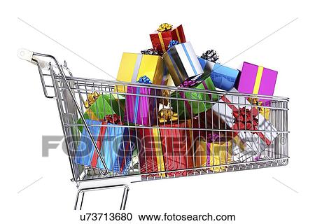 Supermarket trolley full of presents View Large Illustration Clipart - Supermarket trolley full of presents. Fotosearch