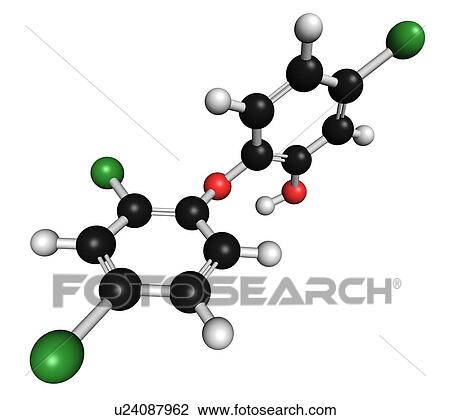 Triclosan antimicrobial molecule View Large Illustration Drawing - Triclosan antimicrobial molecule. Fotosearch