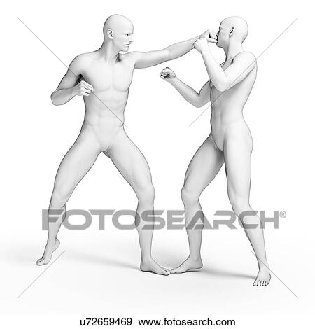 Stock Illustration - Two men fighting, illustration. Fotosearch